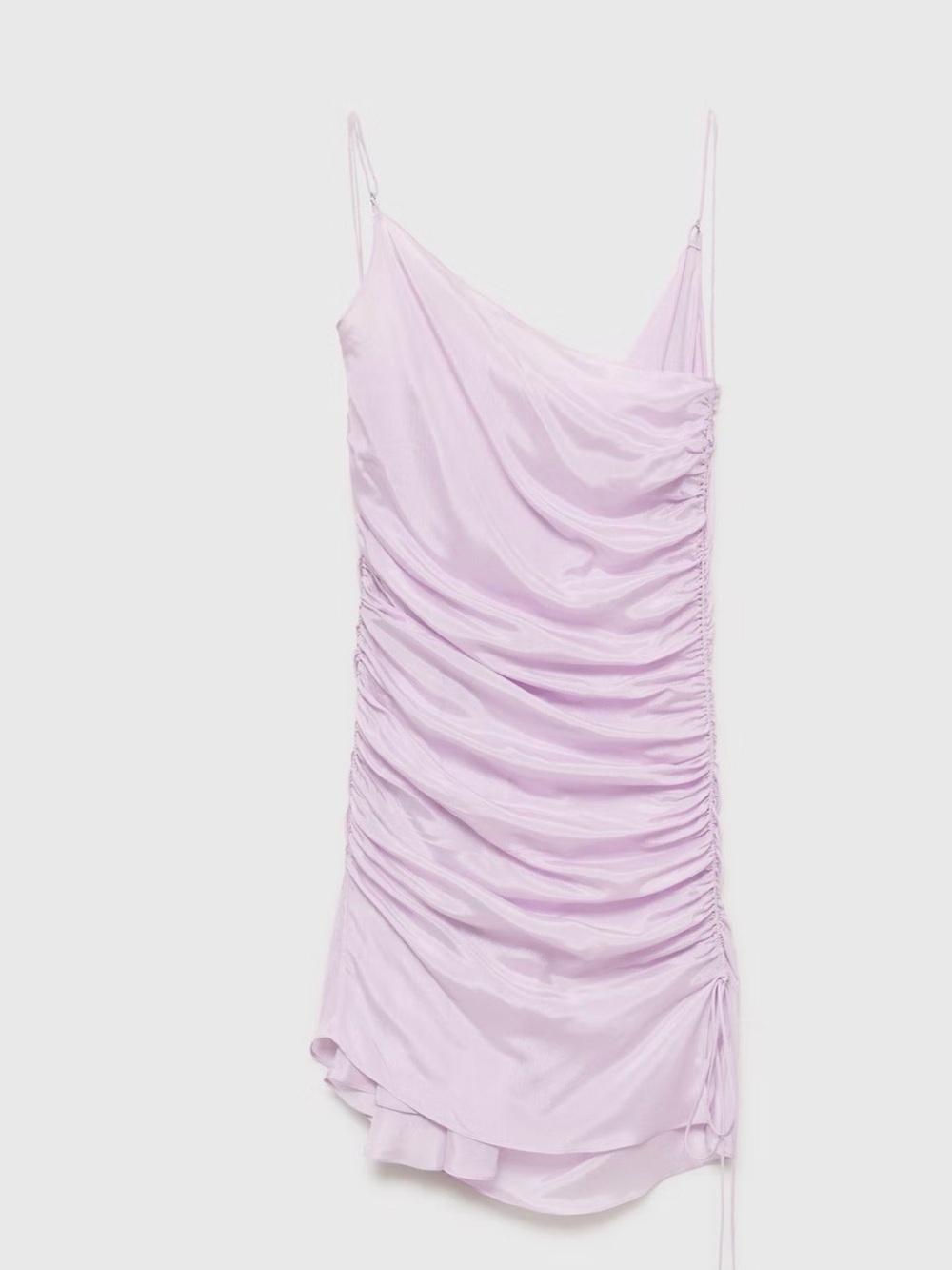 Mango Lavender Satin Ruched Slip - Light Purple